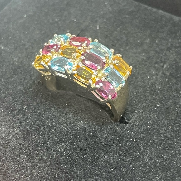 NEW AAA citrine Rhodolite, Garnet and topaz silver ring. Size 6.75. - Picture 5 of 7